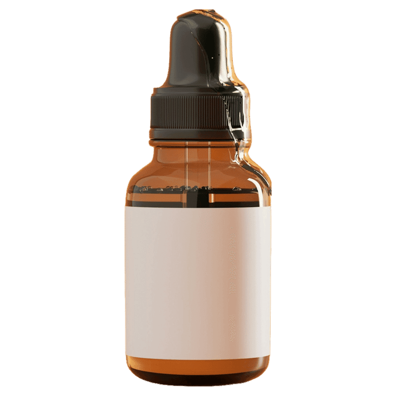 Frasco de sérum com conta-gotas em fundo amarelo