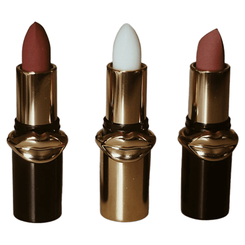 Três batons com embalagem dourada