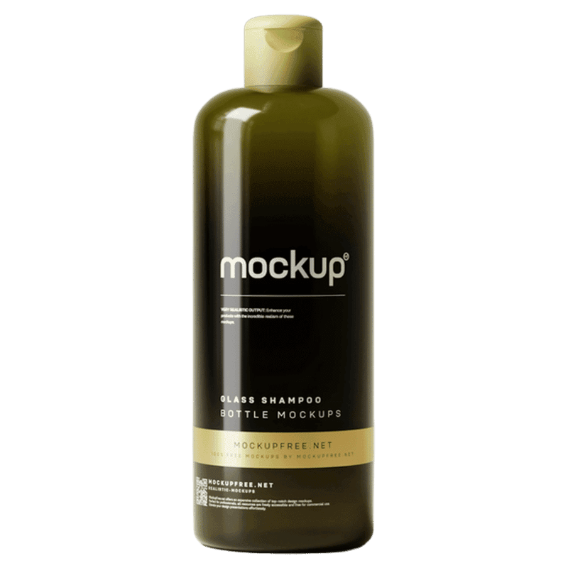 Frasco de shampoo em fundo branco
